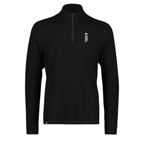 Cascade Merino Wool Base Layer Quarter Zip Long Sleeve - Black