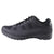 The Serfas Men's Trax Mountain Bike Shoe in black features a perforated mesh design, synthetic overlays, rubber sole, SPD compatibility, and is viewed from the side against a white background.