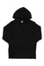 Men's black waffle-knit pullover hoodie with adjustable hood and front kangaroo pocket