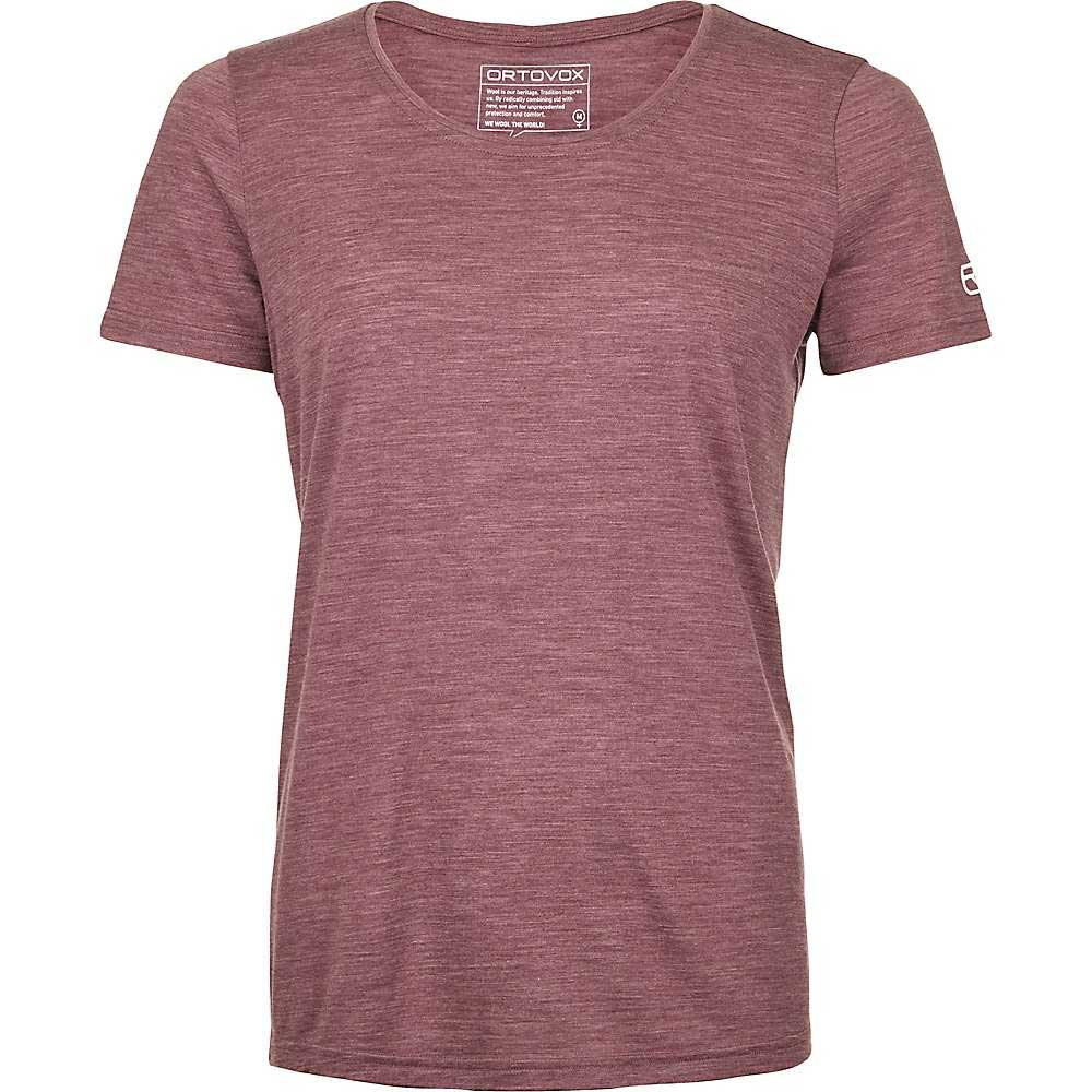 Women’s crew-neck performance T-shirt in heathered rose with Ortovox logo at chest