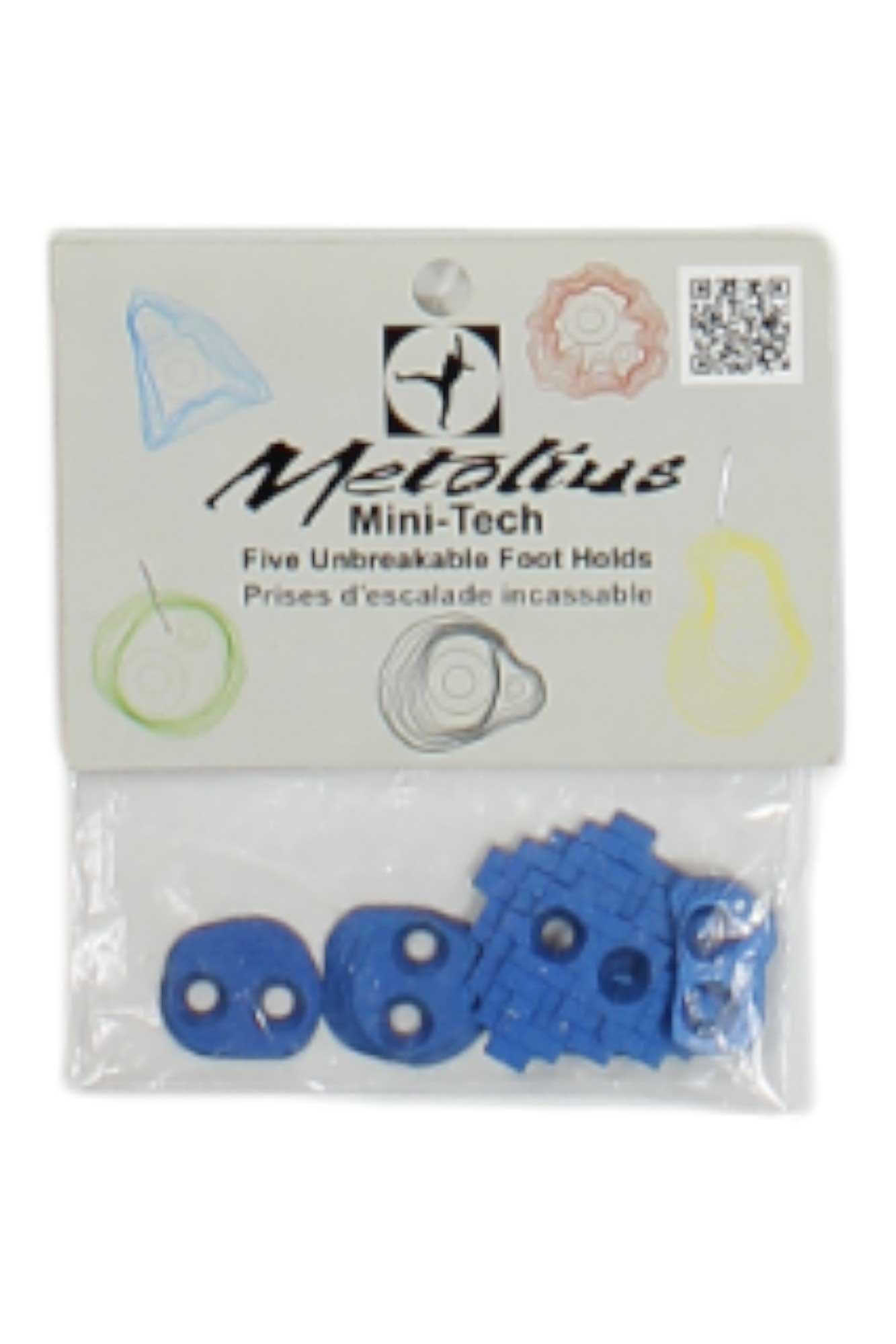 MiniTech screw-on foot holds, blue set of 5 in clear bag