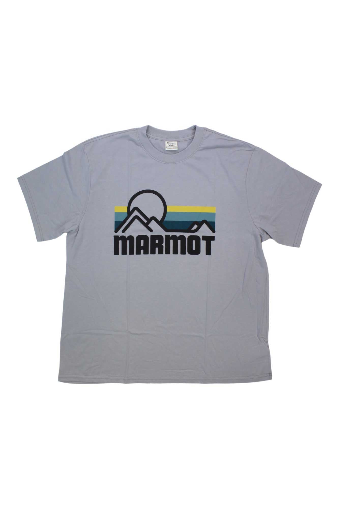 Men's short-sleeve T-shirt, light gray, colorful outdoor logo graphic