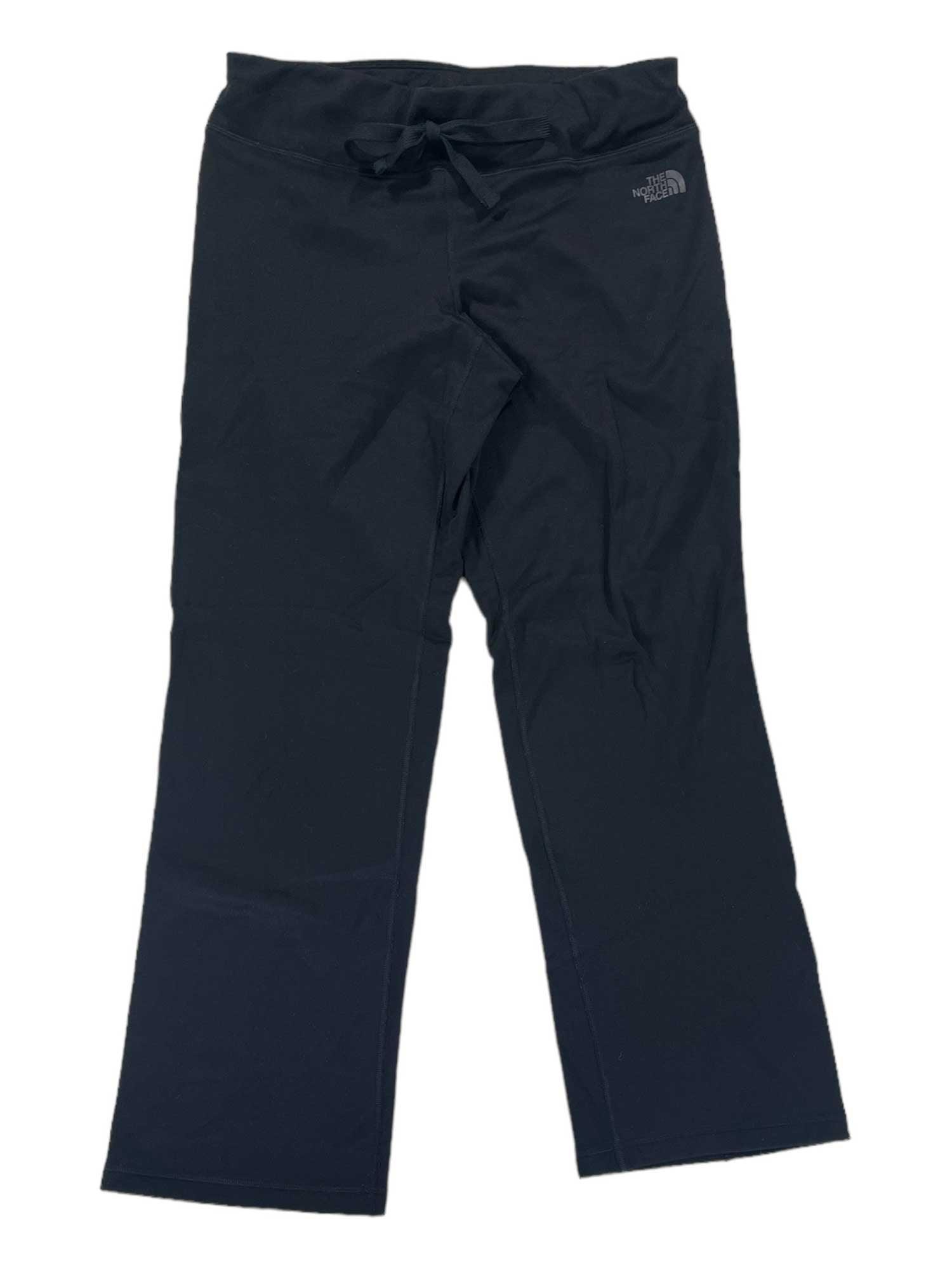 Women's black jersey fleece leggings with drawstring waistband and side seam