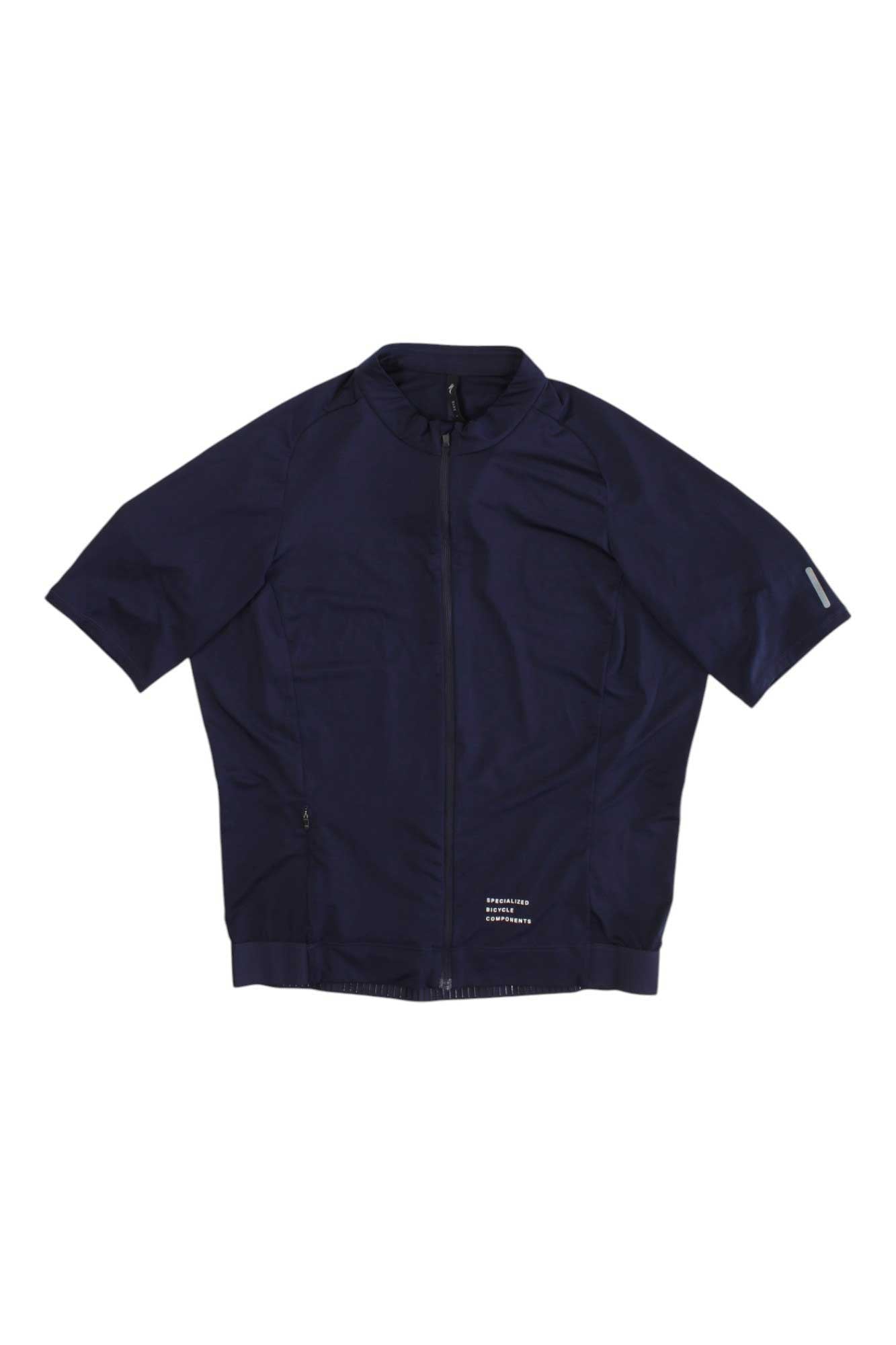 Men's short-sleeve jersey with full front zipper, dark navy