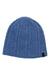 The Black Diamond Womens Tracks Beanie features a blue knit with a ribbed diagonal pattern and a small black tag, offering warmth and style for chilly outdoor days.