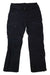 The Black Diamond Womens Dawn Patrol Hybrid Pant, in black, features breathable softshell material, multiple zippered pockets including an avalanche beacon pocket, a belted waist, and articulated knees. Ideal for hiking or climbing. Laid flat on white background.
