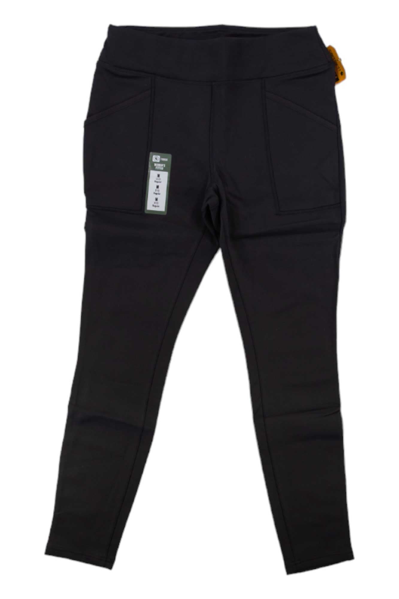 A pair of Carhartt Womens Force Fitted Heavyweight Lined Leggings with visible front pockets and a waistband tag, displayed flat on a white background.