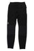 The Haglofs Womens Luna Tight are black athletic leggings made from recycled polyamide, featuring a high waist and a small white Haglöfs logo on the left thigh. These plain women's hiking tights have no visible patterns or decorations.