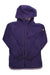 The Burton Womens Minxy Full Zip Fleece Jacket in purple is eco-friendly and features a full zip front, long sleeves, a cozy hood, and a small mountain logo patch on the upper left sleeve.