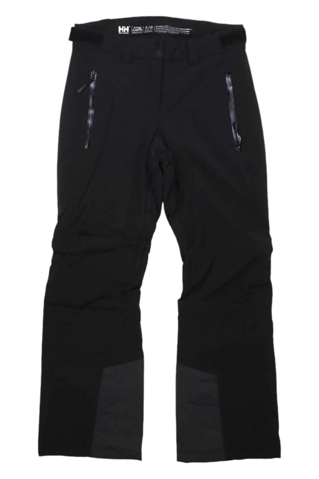Women’s ski pants, black, drawcord waist, side zip pockets, HH logo