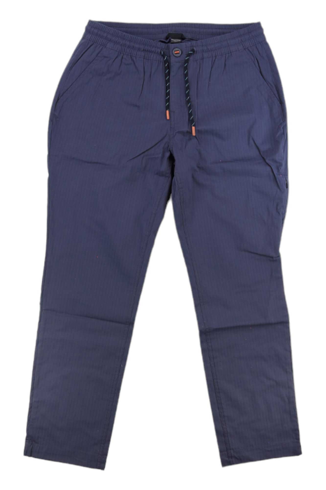 Women’s ripstop pants, navy blue, elastic drawstring waist, side cargo pockets