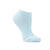 The Zoic Womens Isla Short Sock in light blue is displayed upright on a white background, featuring a rounded toe, ribbed cuff, and smooth fabric texture.
