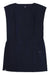 The Houdini Womens Dawn Dress is sleeveless, knee-length, and navy blue with a round neckline and subtle side drawstring waist. Moisture-wicking, it's displayed flat on a white background.