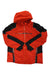 Men's Titan jacket in bright red with black paneling, full-zip front and hood