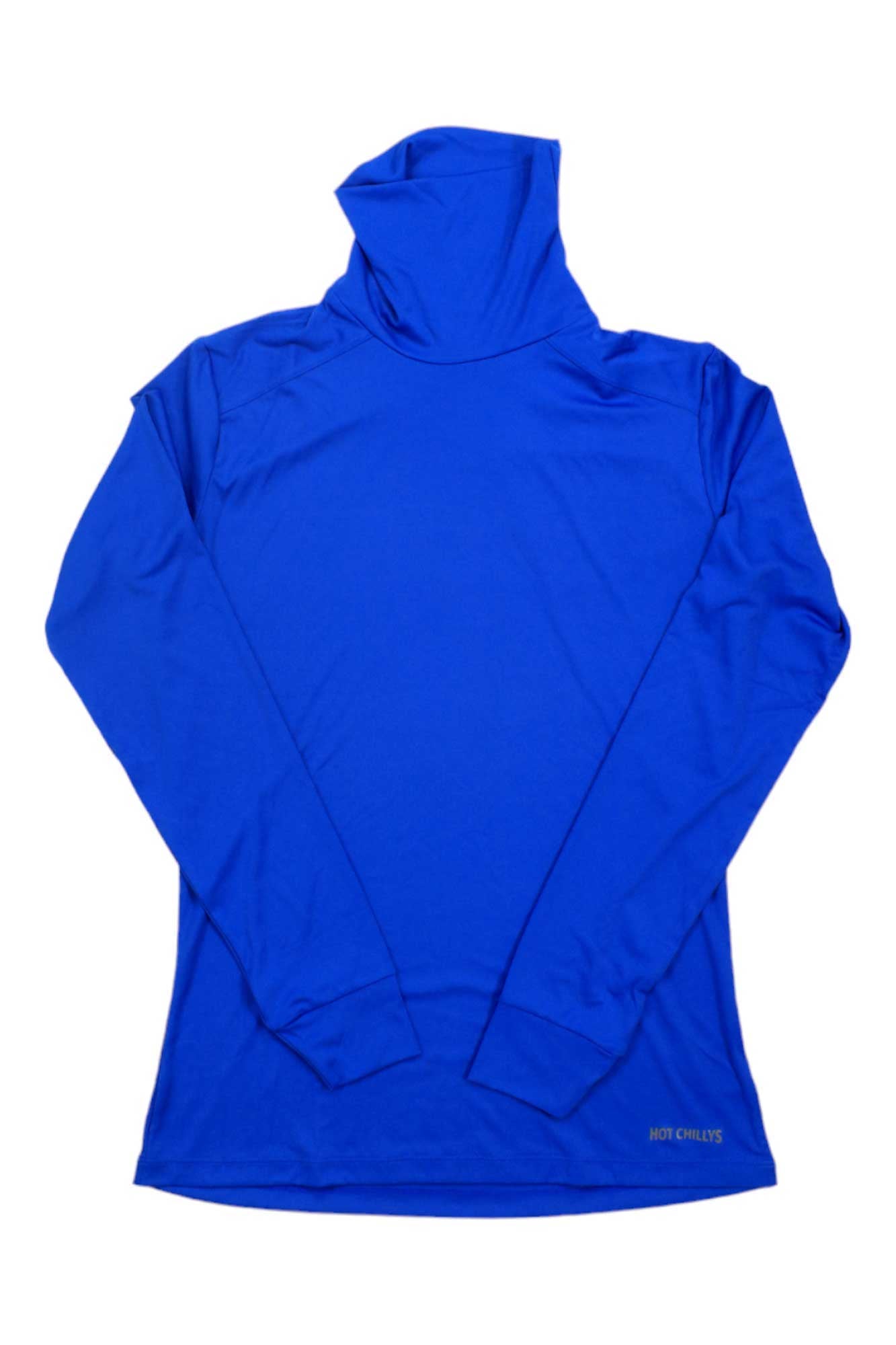Women’s hooded t-neck shirt, vivid blue long sleeves