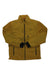 The Topo Designs Mens Subalpine Fleece Jacket in mustard yellow features Polartec fleece, a high collar, zip front, black cuffs, side and chest zip pockets, plus a small buttoned pocket—a versatile men’s outdoor layer.
