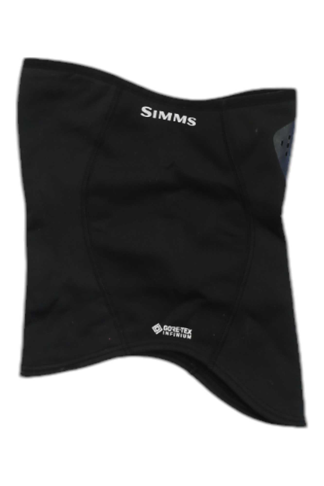 Simms GTX Infinium black neck gaiter with SIMMS and Gore-Tex Infinium logos