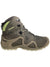 The Lowa Women's Zephyr GTX Mid Boot in brown/olive with black laces features GORE-TEX waterproofing, a sturdy tread, mid-ankle support, and the LOWA logo—ideal for rugged outdoor activities.