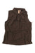 Women’s sleeveless collared top with button-front placket, dark brown