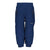 The Obermeyer Kids Campbell Pant is shown in dark blue on a white background, featuring elastic ankle cuffs, two front zip pockets, insulation, waterproof protection, and a small white Obermeyer logo on the right thigh.