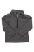 The Obermeyer Kids Superior Gear Zip Top is a quilted, long-sleeve, dark gray pullover with a half-zip front and stand collar—ideal for outdoor layering. It features a subtle pattern and a small logo on the left chest.