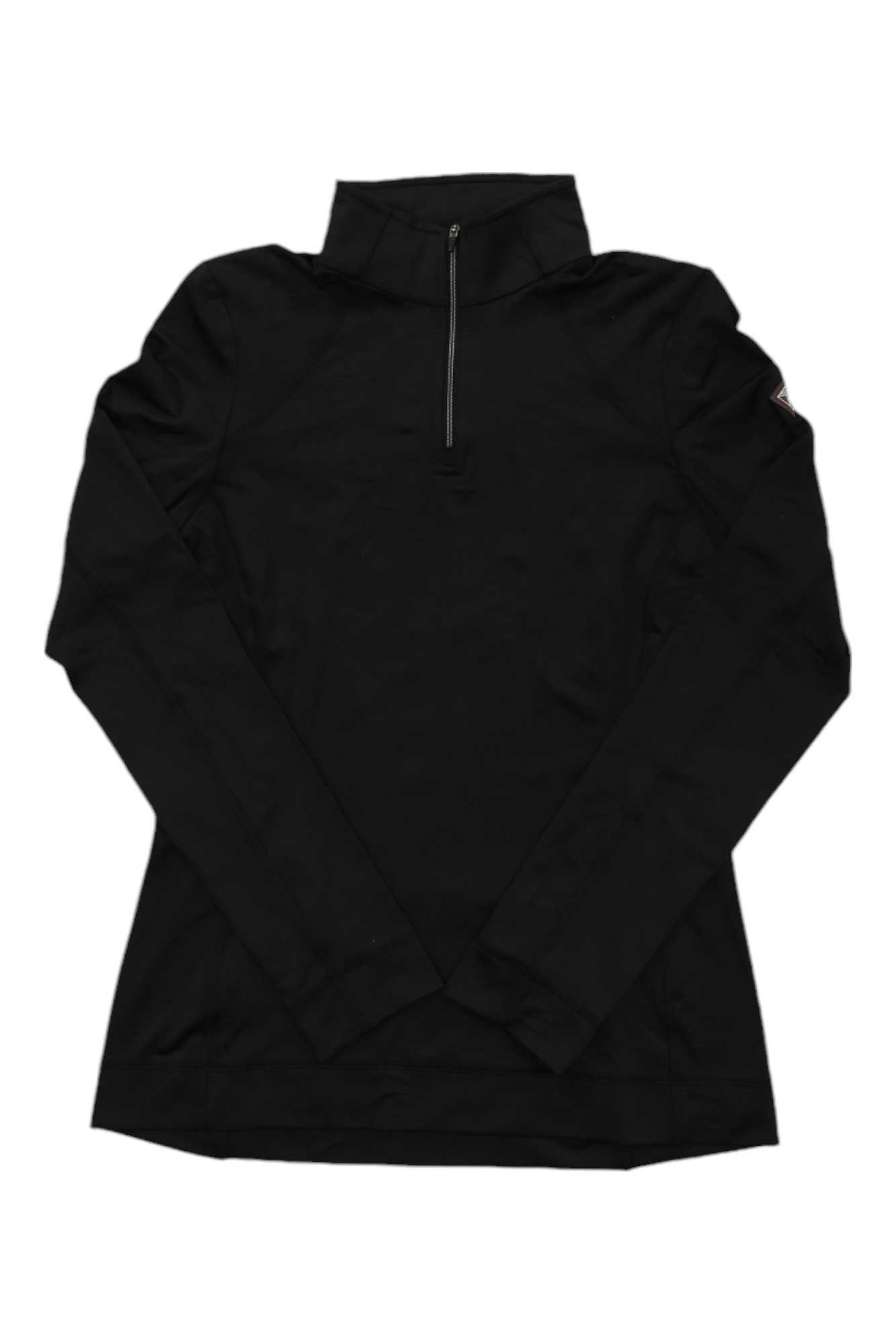 Women's black quarter-zip mock t-neck long-sleeve top