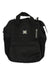 The Sherpani Womens Dispatch Bag is a black travel bag made from recycled materials, featuring a small white and yellow front logo, a front zipper pocket, dual top handles, and an “88ship Point” tag.