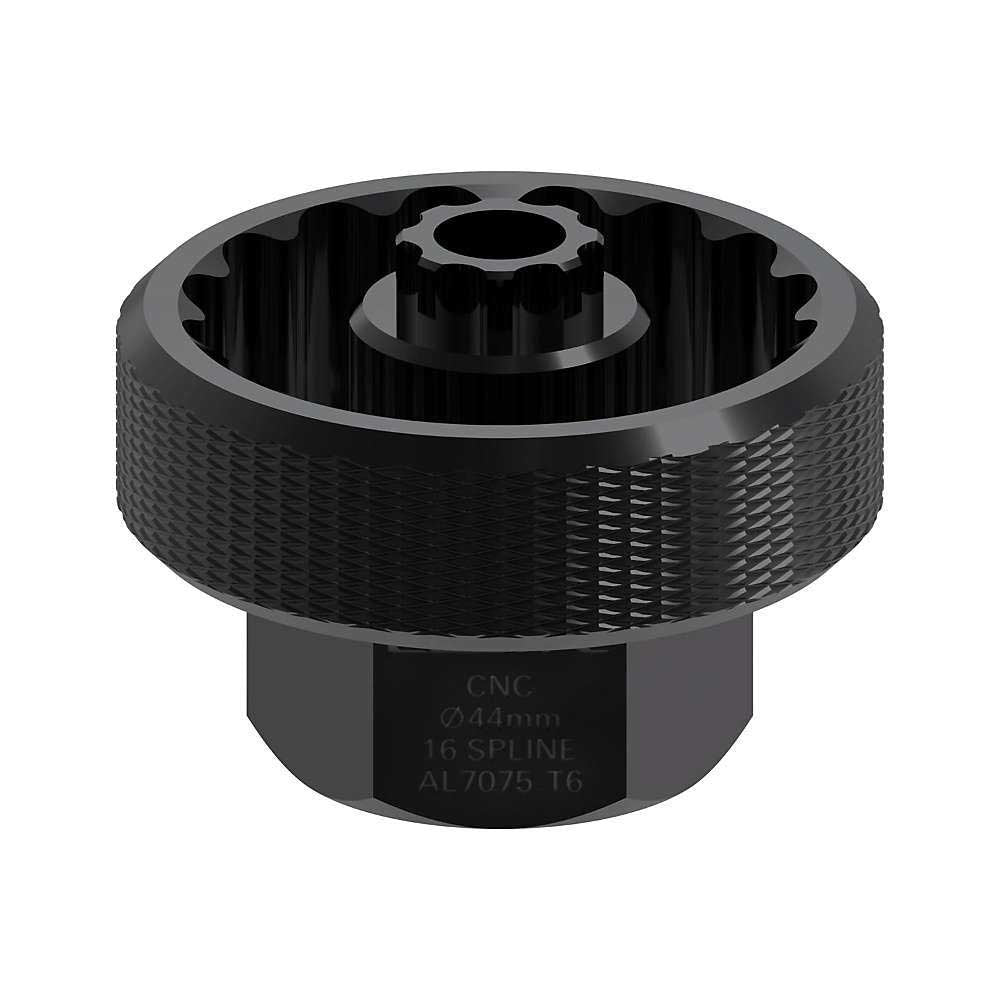 Lezyne CNC alloy 44mm BB tool, black knurled tool body with readable markings