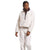A woman in The North Face Womens Extreme Pile Pullover—a cream-colored, high-pile fleece zip-up with a front pocket—and white pants stands against a plain white background.