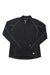 The Carhartt Womens Base Force Heavyweight Poly-Wool Quarter-Zip is a long-sleeve dark gray pullover with light gray seams, moisture-wicking fabric, a quarter-zip front, and a small Carhartt logo patch on the lower left side.