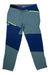 Men's light blue ski pants with dark panels, neon stripe, and zip fly