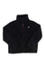 The Burton Womens Lynx Reversible Jacket in black features long sleeves, a high collar, front zipper, and a small embroidered chest patch. This women’s fleece jacket is shown laid flat on a white background.
