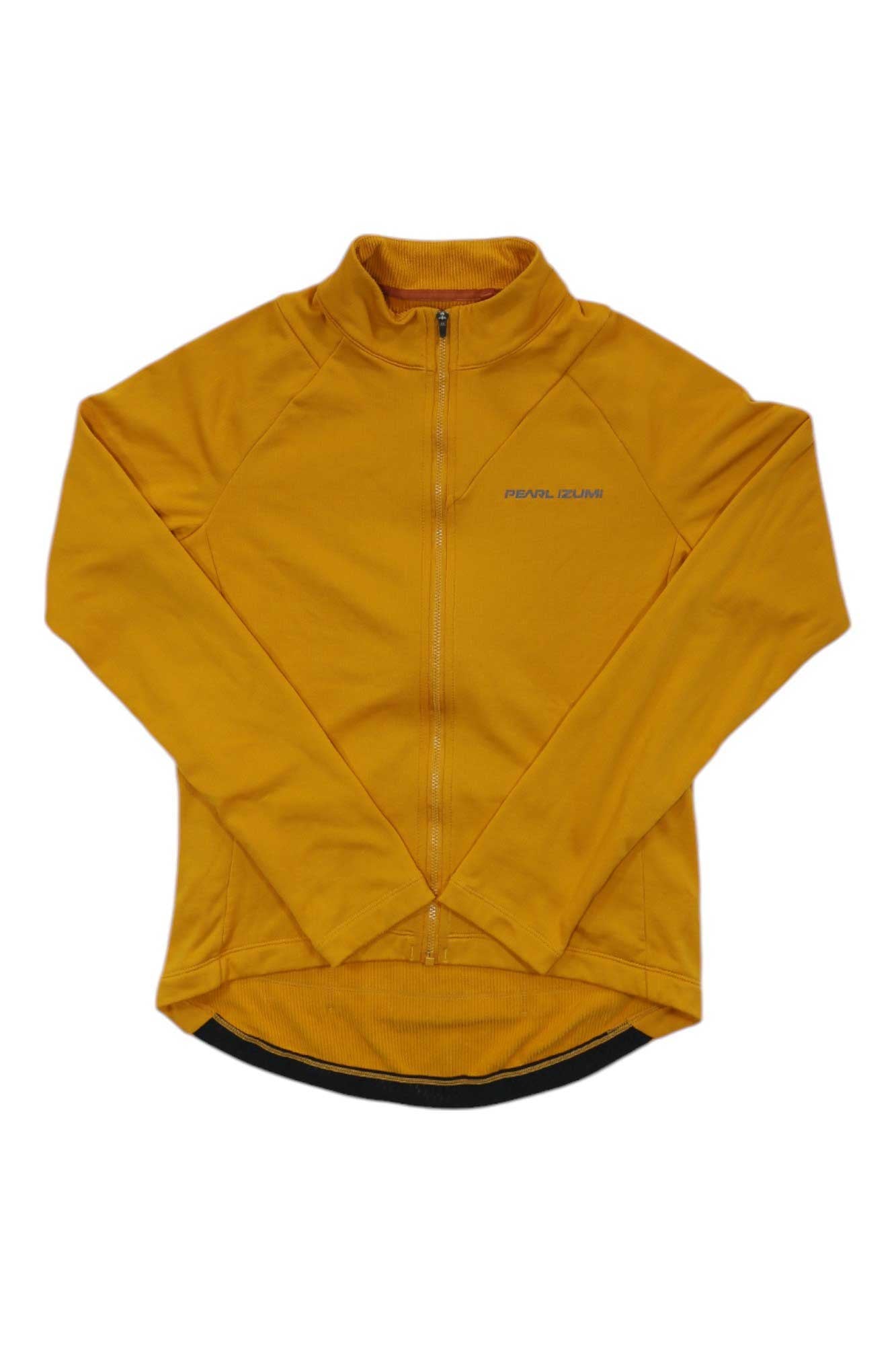 Men's mustard orange thermal cycling jersey with full front zip and stand collar
