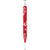 Red patterned ski skin with white tip and tail edges