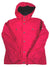 A bright red Womens Fleece Lined Full Zip Jacket featuring a full zipper, two buttoned chest pockets, and long sleeves, made from moisture-wicking Polartec fleece, is laid flat on a white background.