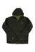 A black Rab Mens Xenair Alpine Light Jacket with a front zipper, green inner lining, long sleeves, and the Rab logo on the left chest is displayed flat on a white background.