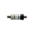 The Shimano UN26 Square Taper English Bottom Bracket features a silver body, sealed bearings, a square taper spindle, and threaded cups—one black, one gray—for crank arm installation.