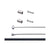 The Shimano MTB Steel Brake Cable Set—featuring two steel cables with cylindrical ends, black housing, two ferrules, and two end caps—is arranged on a white background, ideal for bike maintenance or upgrading Shimano brake systems.
