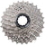 Silver bike cassette sprocket with machined cogs and central lockring