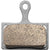 The Shimano G04S Metal Disc Brake Pads feature a rectangular contact surface and a vertical tab with a central mounting hole, offering reliable stopping power with their durable, slightly textured metallic design.