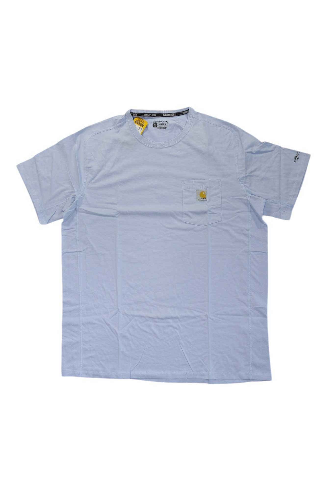 Carhartt men's light blue crewneck T-shirt with small chest logo patch