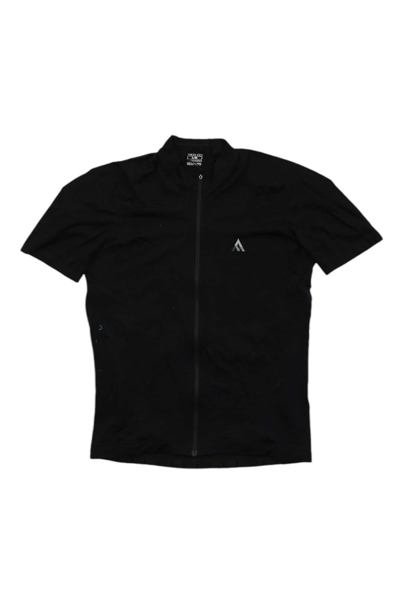 Men's merino SS jersey in black, chest pocket and zip front