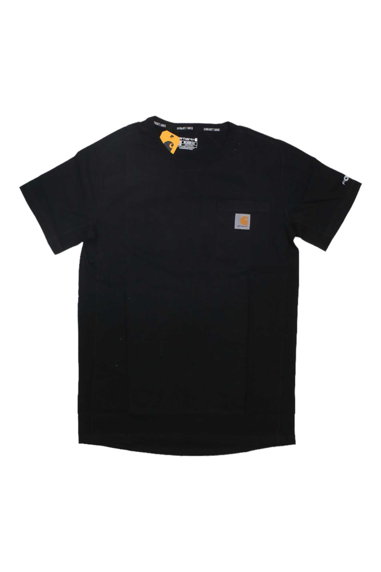 Carhartt men’s Force relaxed-fit pocket T-shirt, black, short sleeves