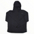 Black hooded windproof anorak with full-length front zipper and chest logo