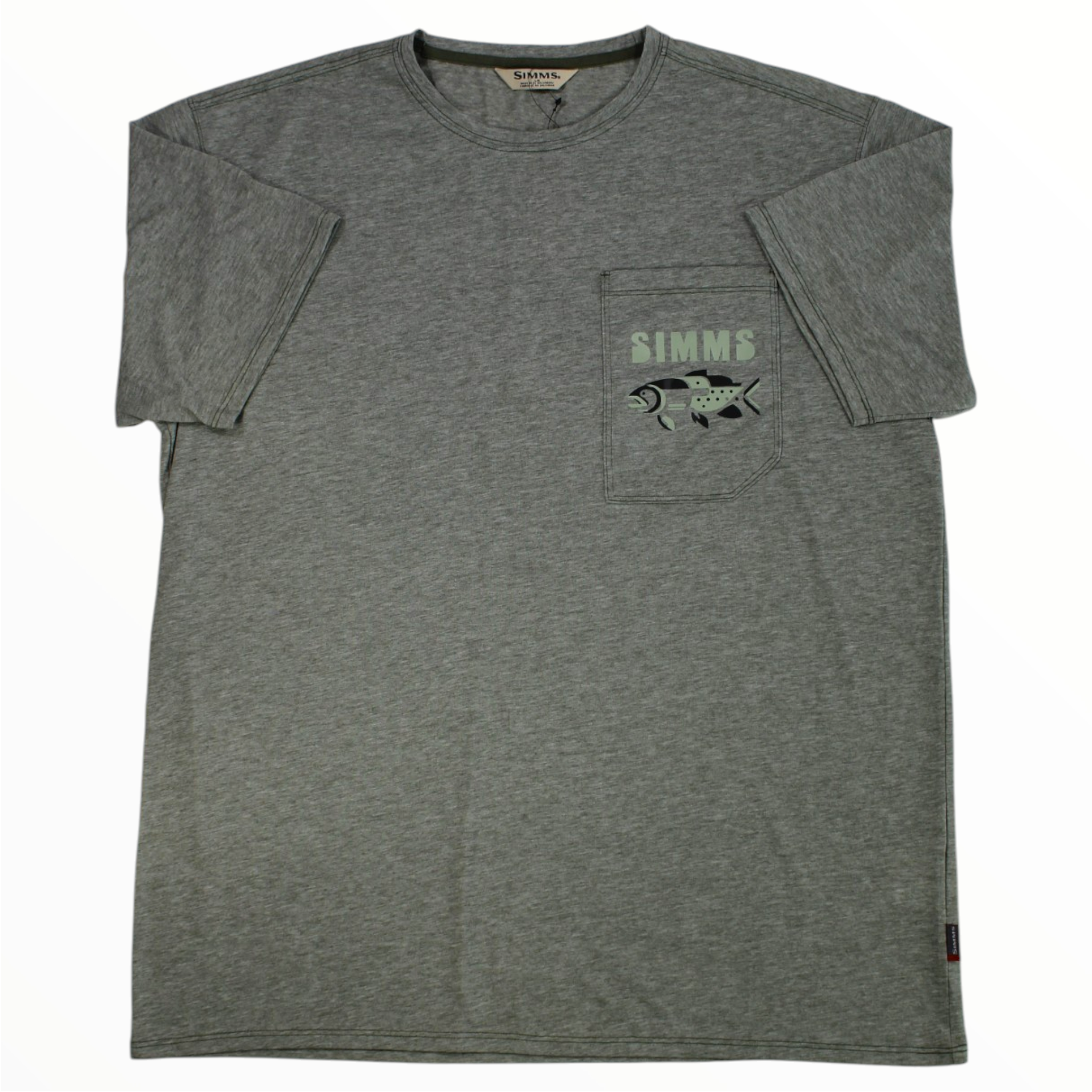 Men's heather gray lightweight pocket T-shirt with chest logo
