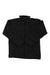 The Lost Horizons Men's Oxford Fleece Lined Sweater, featuring a high collar, front zipper, side pockets, and reinforced shoulders and elbows in black, is displayed flat on a white background.