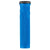 The Lizard Skins Danny MacAskill Single-Sided Lock-On Grip is a bright blue mountain bike grip with a textured, non-slip diamond pattern, black end cap with white text, excellent vibration dampening, and embossed side writing.