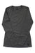 Women’s crewneck long-sleeve micro-elastic top, dark gray heather, close fit