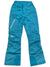 Teal womens snow pants with drawstring waist, zip pockets, and adjustable cuffs