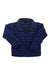 The Marmot Kids Echo Featherless Jacket is a navy blue insulated hiking jacket with a front zipper, long sleeves, and a stand-up collar, laid flat on a white background.